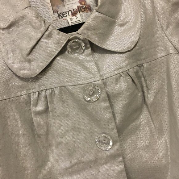 Kensie Silvery Linen Bolero With Diamond Buttons - Picture 7 of 16